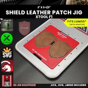 xTool F1 Shield Patch Jig: 2x2.5&quot; Leatherette Engraving Template + XCS/SVG Files