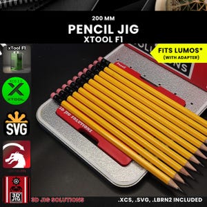 xTool F1 Laser Jig | Pencil Laser Engraving Jig | Hexagon Laserable School Pencil Alignment Fixture, Fiber Laser Template, XCS Files