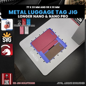 Längerer Nano Pro Laser Jig | Metall Gepäckanhänger Lasergravur Jig | Eloxierte Aluminium Tags Ausrichtung Vorrichtung, Faserlaser Vorlage, SVG-Datei