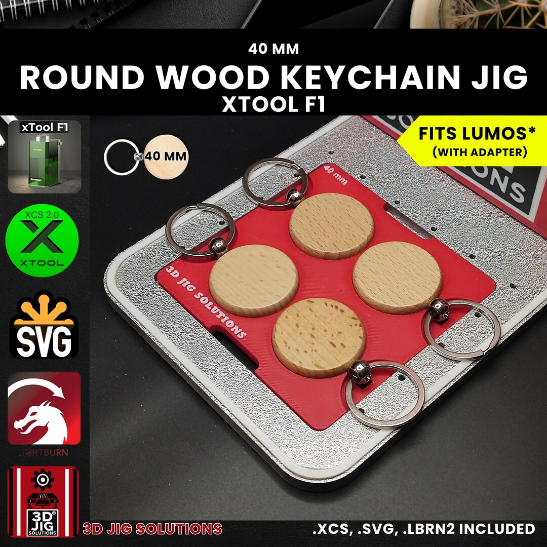 Xtool Key Ring Xtool F1 Round Keychain Laser Engraving Jig: 40mm Bamboo Keyrings ...