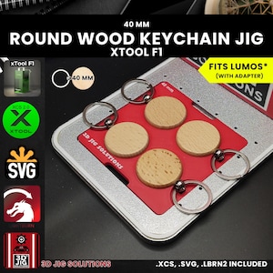 xTool F1 Laser Jig | Wood Keychain Laser Engraving Jig | Round Bamboo Keychains Alignment Fixture, Fiber Laser Template, XCS File