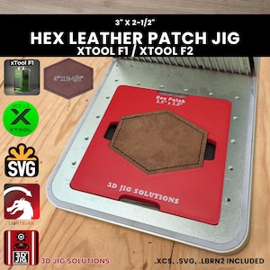 xTool F1 & F2 Hex Leather Hat Patch Laser Engraving Jig | 3"x2.5"