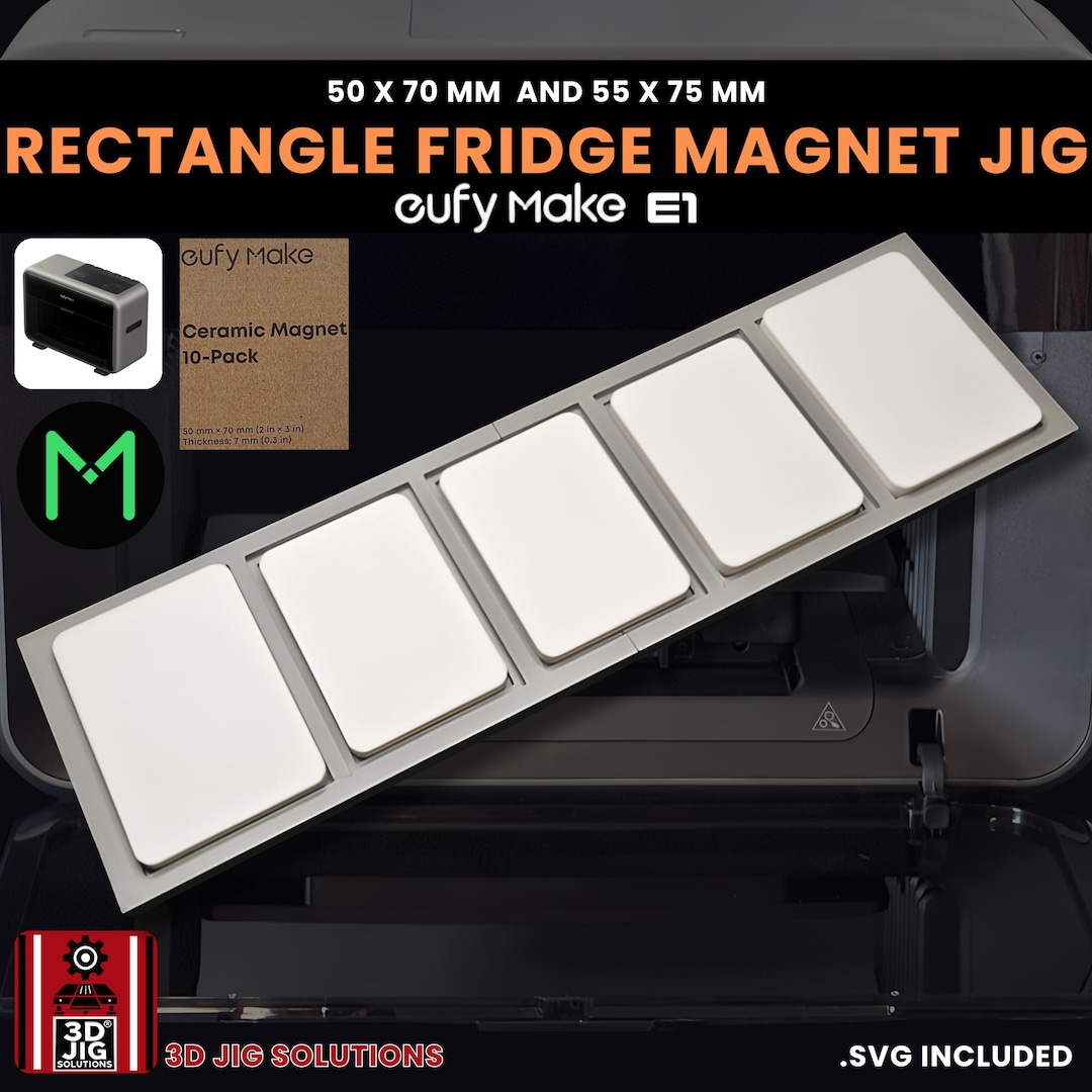 EufyMake E1 UVプリンター用治具：長方形セラミックマグネット位置