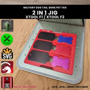 2-in-1 xTool F1 & F2 レーザー彫刻治具 | 骨型ペットID、ミリタリータグアライメント