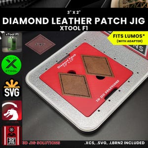 xTool F1 Diamond Patch Jig: 3x2&quot; Leatherette Engraving Template + XCS/SVG Files