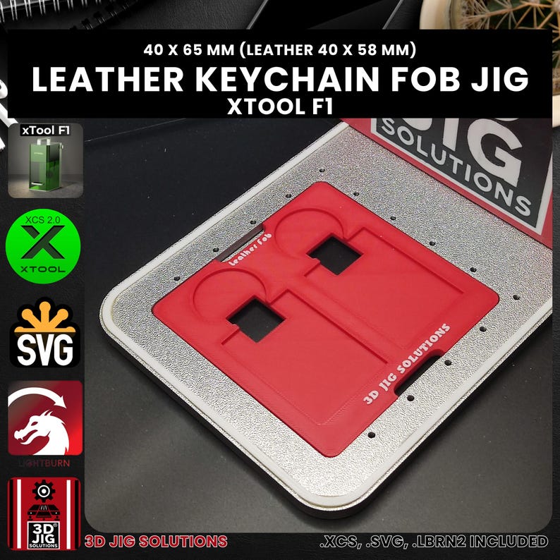 Xtool Key Ring Xtool F1 & F2 Leather Keychain Laser Engraving Jig: Rectangle Fobs ...