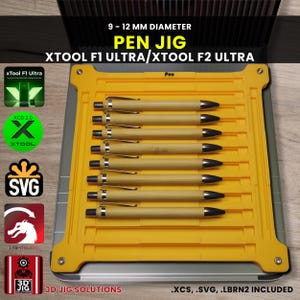 xTool F1 Ultra Laser Jig | Pen Laser Engraving Jig | Bamboo and other Laserable Pens Alignment Fixture, xTool F2 Ultra Compatible, XCS Files