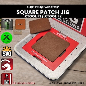 xTool F1 & F2 Square Leather Hat Patch Engraving Jig | Laser Alignment Fixture | Fits 2 Sizes