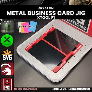 Gabarit laser xTool F1 | Gabarit de gravure laser pour cartes de visite en métal | Dispositif d'alignement de cartes en aluminium anodisé, modèle laser à fibre optique, fichiers XCS