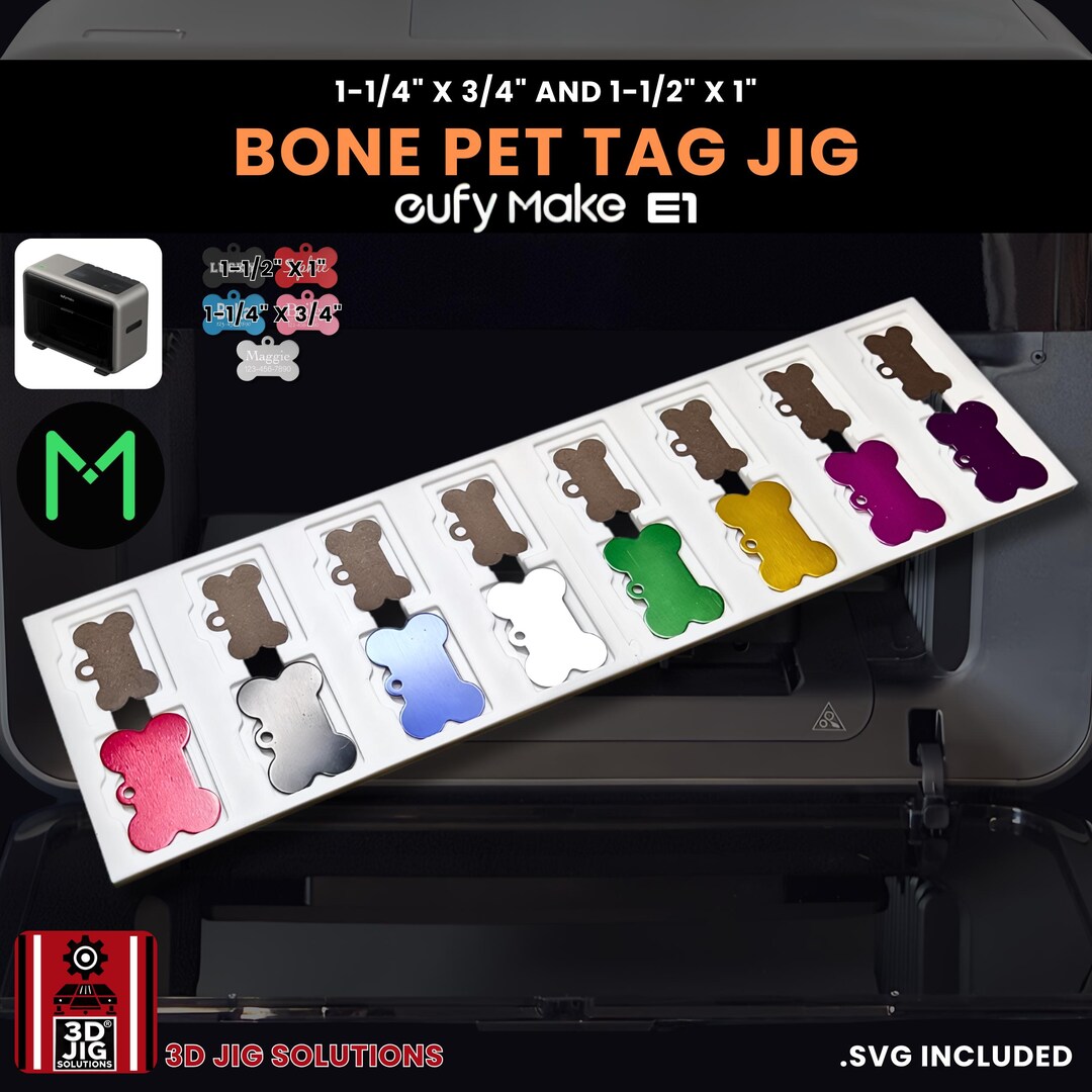 Eufymake E1 Bone Pet Tag Jig: UV Printer ID Tags Alignment Fixture, 2 ...