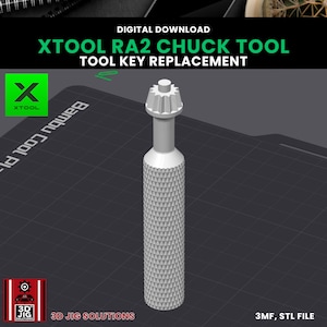 xTool RA2 Rotary Chuck Tool STL File | 3D Printable Digital Download for Chuck Key with Screwdriver Handle, Adjustment Aid