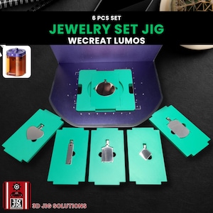 WeCreat Lumos Jewelry Set Laser Engraving Jig | 6-Piece Modular Jewelry Kit with Baseplate