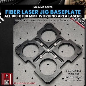 Fiber Laser Jig Baseplate | Universal Alignment Fixture for Easy Jig Swapping on Galvo, UV & Fiber Lasers, Min 100x100mm Working Area