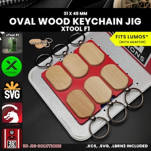 xTool F1 Laser Jig | Wood Keychain Laser Engraving Jig | Rounded Rectangle Bamboo Keychain Alignment Fixture, Fiber Laser Template, XCS File
