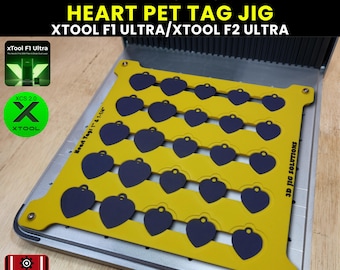 xTool F1 Ultra en F2 Ultra Heart Pet Tag-lasergraveermal: past in 2 maten