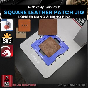 Longer Nano Pro Laser Jig | Square Leather Hat Patches | Laser Engraving Jig for Laserable Leatherette, Fiber Laser Template, SVG Files