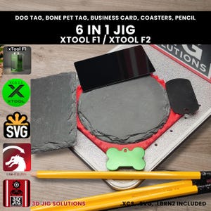 xTool F1 & F2 6-in-1 Laser Jig: Pet Tags, Business Cards, Coasters, Pencils