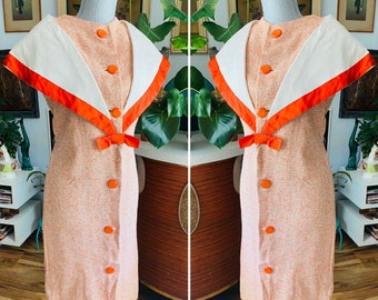 Sale! Vintage Orange and White 50's I Love Lucy Style Dress!