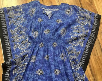 Vintage Cotton Batik Fitted Caftan - Size M-L - Boho Style