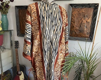 Vintage Animal Print Caftan - House Dress - Size XL - Plus