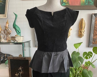 Vintage Black Velvet 2 piece Vampy Pencil Skirt & Top by Joe Frank of Houston