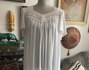 Final Sale Vintage Pale Blue Miss Elaine Sexy Nighty - 1960's - 1970's Size M