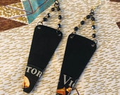 Original Design Upcycled - Re-cycled Vintage 45 Vinyl Drop Earrings Rock n 39 Roll
