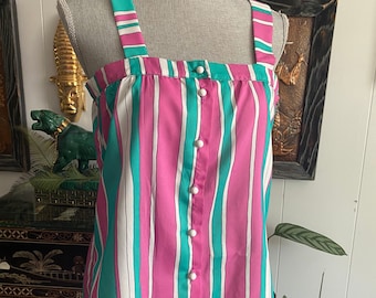 Cutie Pie Vintage 70's Nylon Striped Blouse - Size S