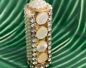 Gorgeous Rhinestone and Pearl Encrusted Vintage 50 39 s Lipstick Tube with Insert