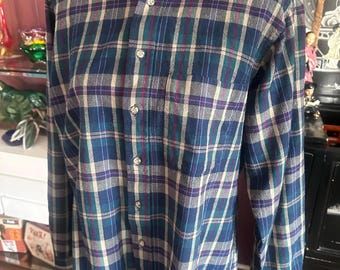 Vintage Wool Pendleton Shirt - Blue Plaid - FREE Shipping