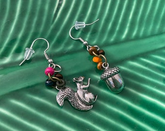 Fun handmade Squirrel and Nut Earrings