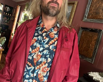 Vintage 1990s Members Only Jacket – Burgundy – Size 46 / XL – Classic 80s Style