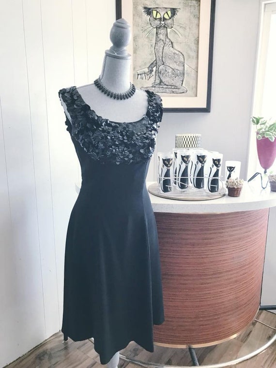 Vintage late 50's to early 60's black party dress… - image 3