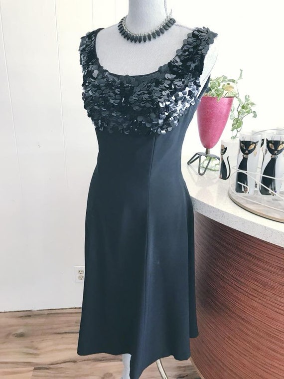 Vintage late 50's to early 60's black party dress… - image 1