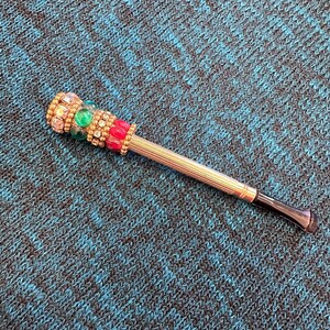 jeweled cigarette holder 1950's - 1960's Gold Metal and Jeweled Cigarette Holder - Avant Garde!