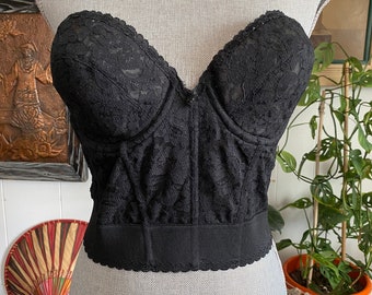 Vintage Black Lace Strapless-Backless Bra - 38C - Pinup Rockabilly