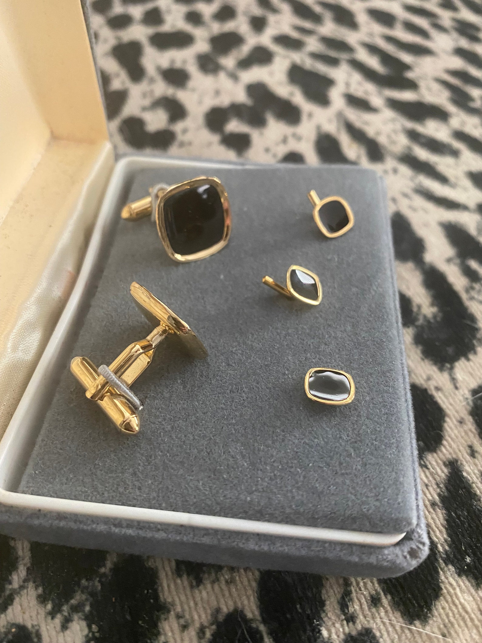 Vintage Lord West Cufflink and Collar Stay Set Black and Etsy