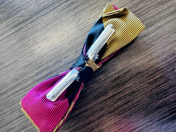 1940's 1950's Bow Tie - Cranberry, Mustard and Bl… - image 3