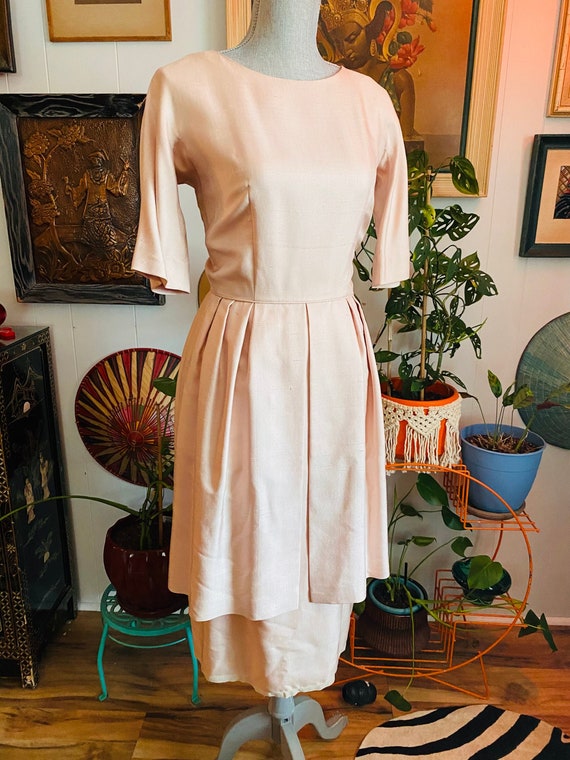 Vintage 1950's - early 60's Blush Pink Day Dress … - image 1