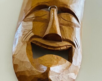 Vintage Mid-Century Era Wood Tragedy Tiki Mask - Hawaiian