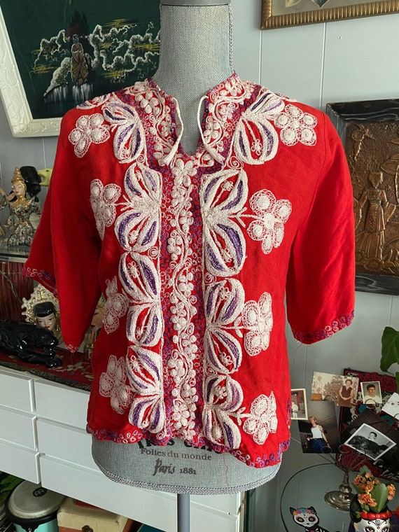 Boho Vintage 60's - 70's Era Heavily Embroidered … - image 1
