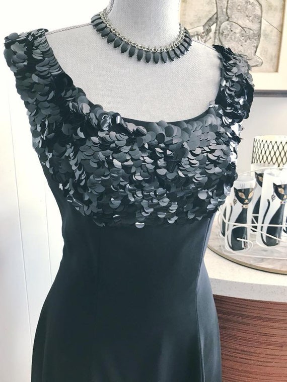 Vintage late 50's to early 60's black party dress… - image 6