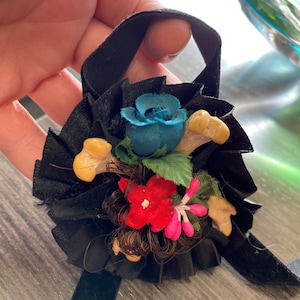 Handmade Mourning Brooch - Victorian Mourning Style with Antique Braided Hair - Gothic - Wearable Art