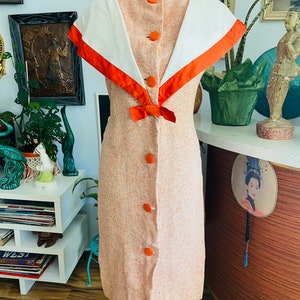 Sale Vintage Orange and White 50's I Love Lucy Style Dress image 3