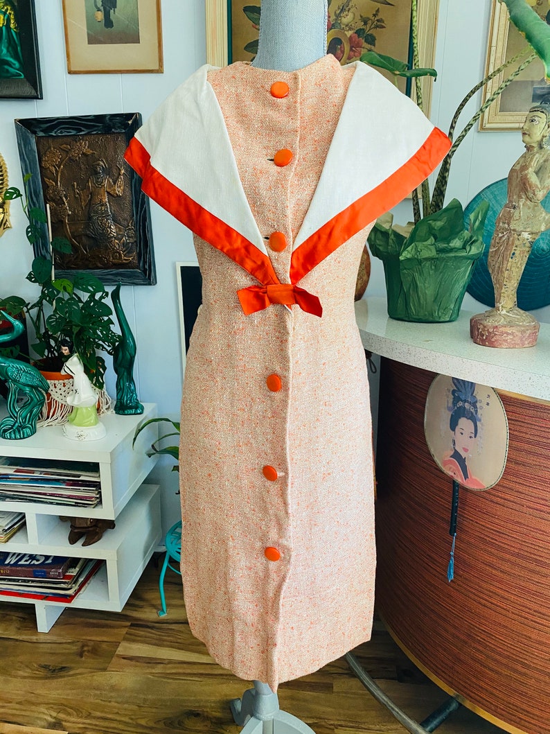 Sale Vintage Orange and White 50's I Love Lucy Style Dress image 3