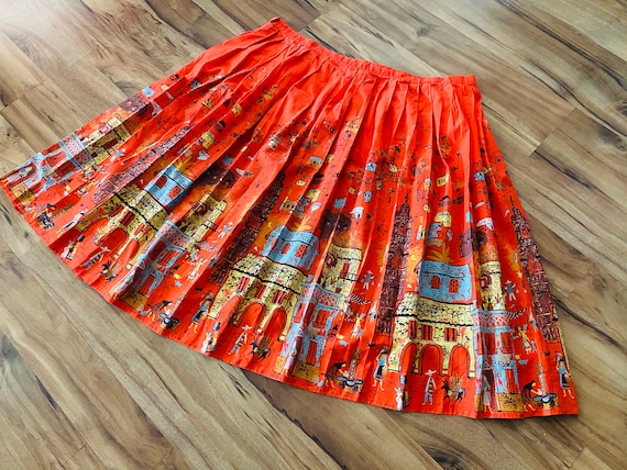 1950's Novelty Print Border Skirt in hard to find