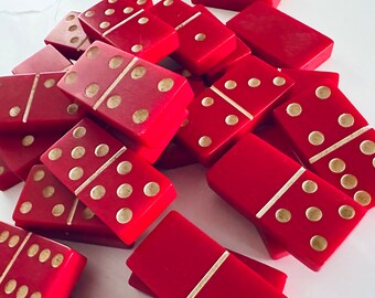 Vintage Red Bakelite Domino Set