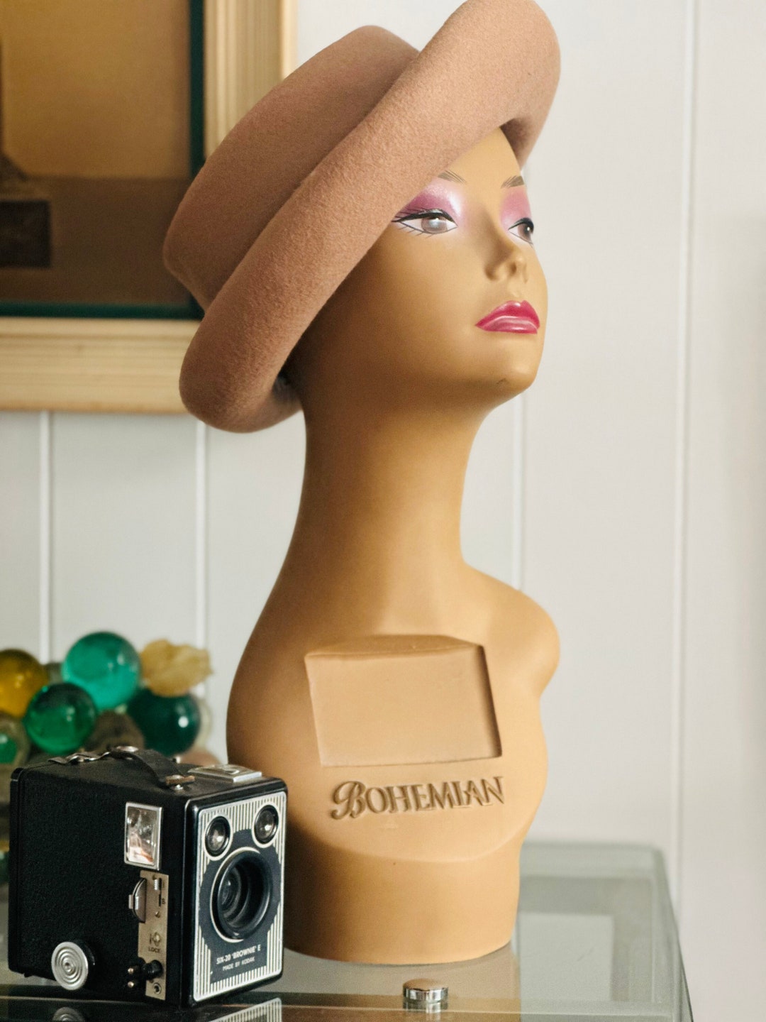 VINTAGE 1980\'S MICHAEL HOWARD TEAL AND BROWN WOOL HAT s-l400.jpg main image 2