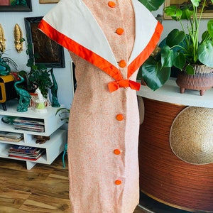 Sale Vintage Orange and White 50's I Love Lucy Style Dress image 2