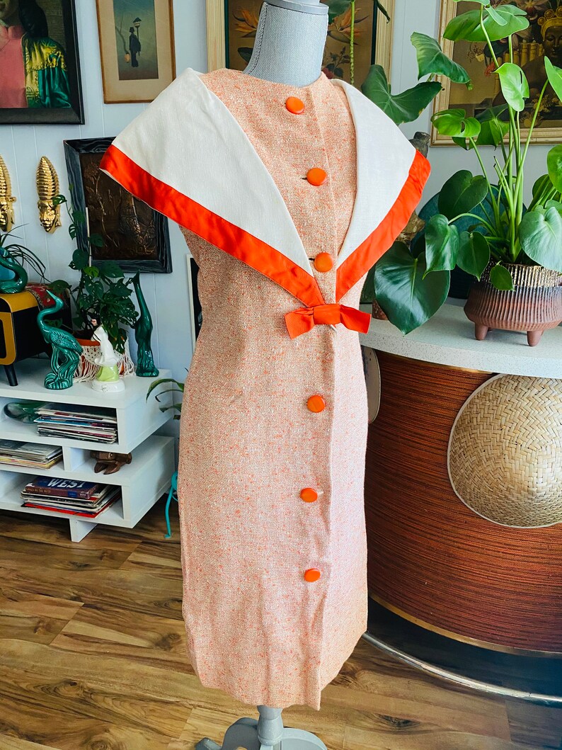 Sale Vintage Orange and White 50's I Love Lucy Style Dress image 2